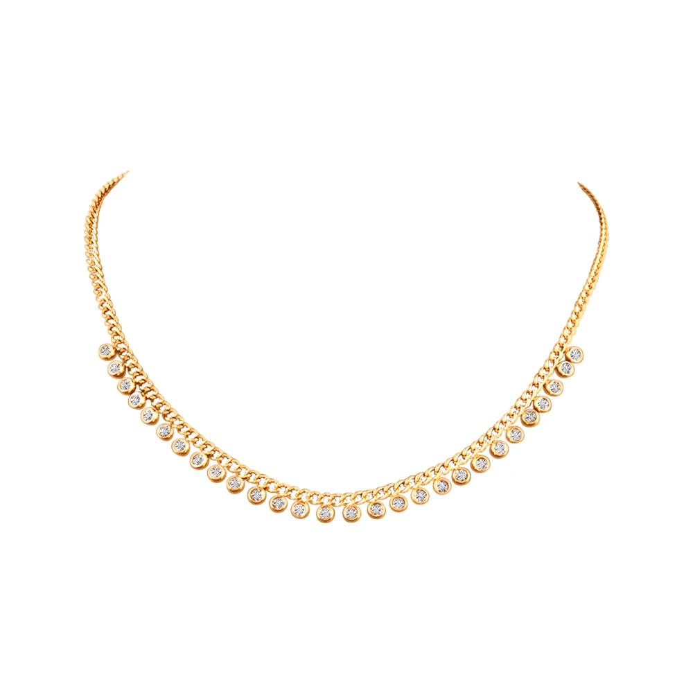 Ожерелье из нержавеющей стали для женщин ожерелье с круглым кулоном циркония