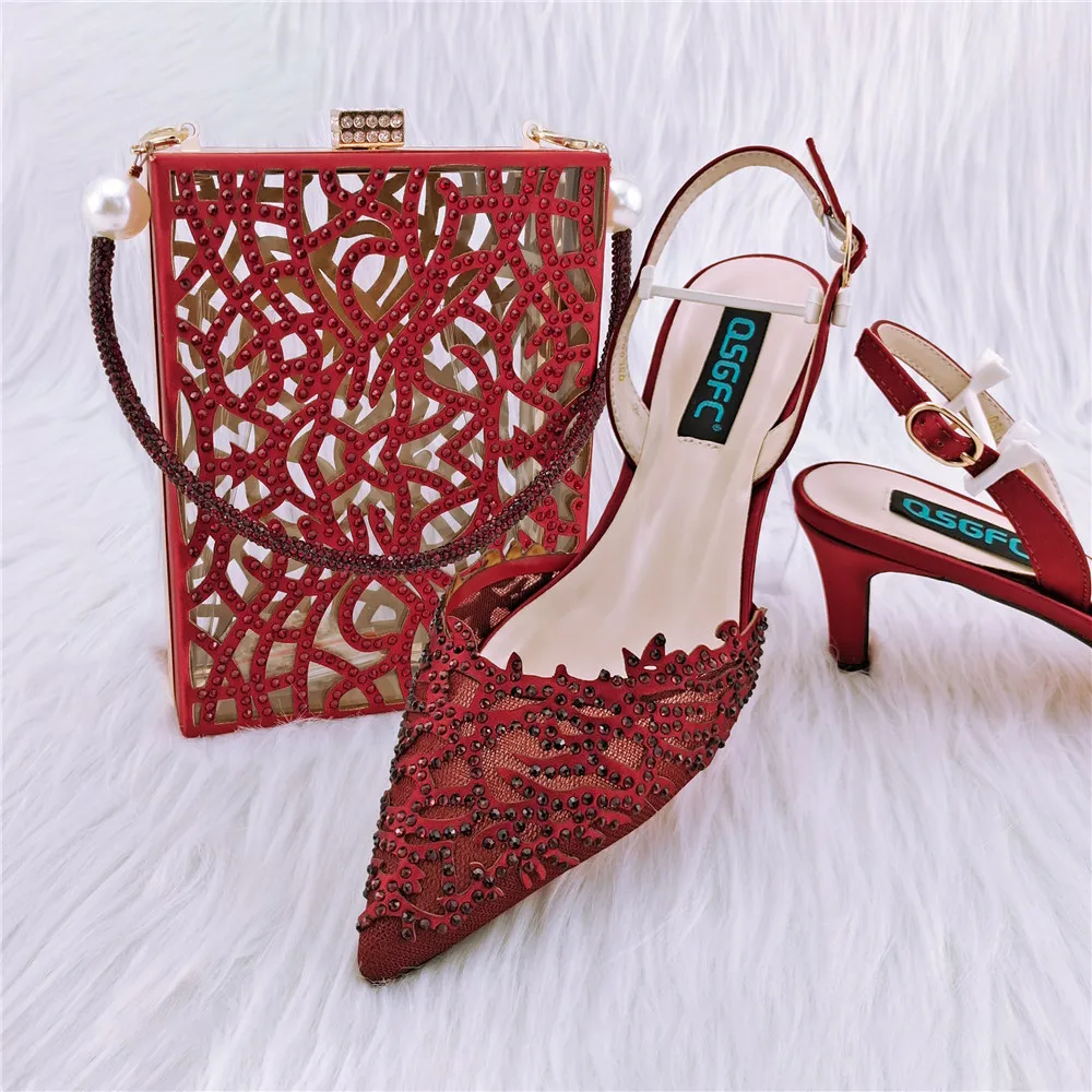

Italian Sandals with Matching Bags for Wedding Italy Shoes Woman High Heel Women Shoes and Bags To Match Set Sale Slip-On Party