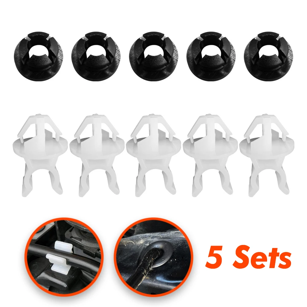 

5 Set Bonnet Rod Hood Stay Prop Support Clip Grommet Clamp For Honda Accord CR-V HR-V Civic For Acura TSX RDX Car Clamp Fastener