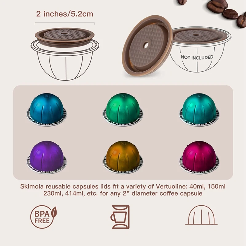 Крышки для капсул кофейных силиконовые крышки Nespresso Vertuo Pods прочные многоразовые 4