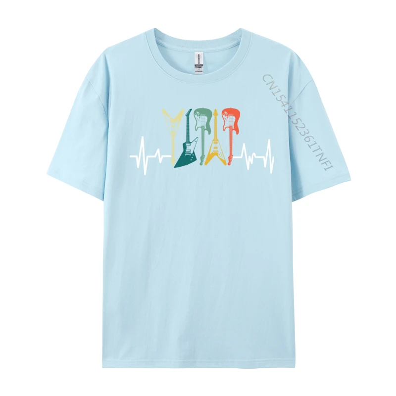Retro Guitar Heartbeat Group Tops Tees Cute 3d Printed Pure Cotton Men T-Shirts Personalized Shirts Drop Shipping