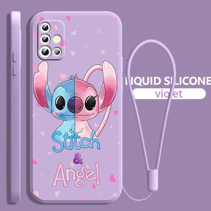 

Stitch Lilo Cute For Samsung Galaxy A71 A51 A81 A91 A41 A31 A21S A11 A01 A50 A30 A20S Liquid Rope Soft Phone Case Coque Capa