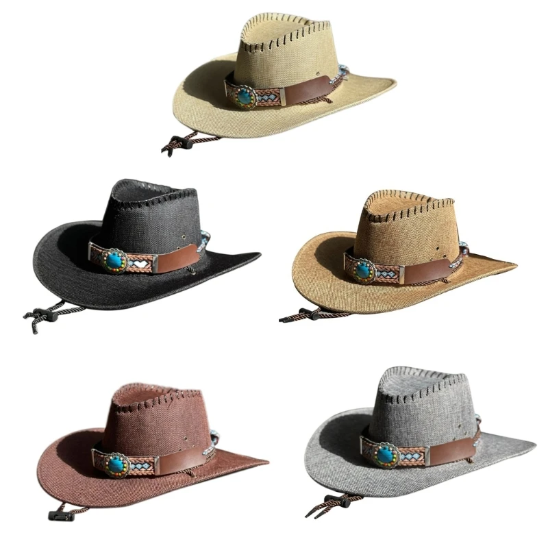 

Handmade Wide Brim Cowgirl Hat Unisex Cowboy Hat for Camping Cowgirl Hat