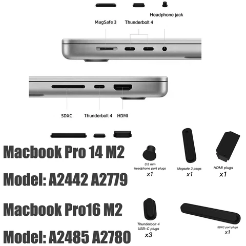 Пылезащитные заглушки для портов MacBook Pro 13 15,3 дюйма M2 M1 A2338 MacBook Pro 14/16 2016-2023 A2779 A2780