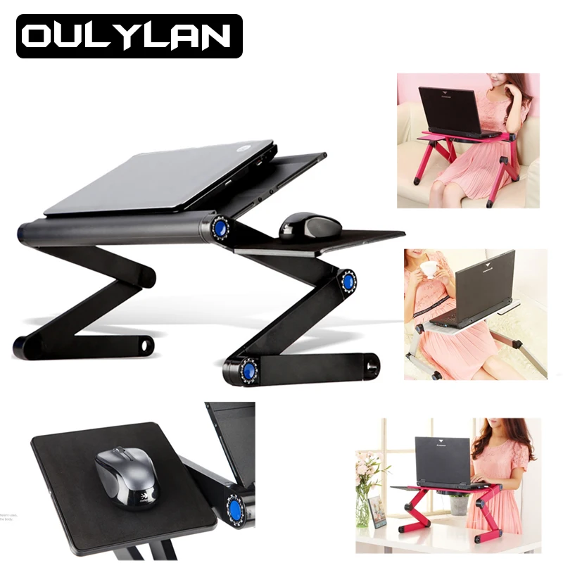 

Регулируемая настольная подставка для ноутбука, складной компьютерный Настольный держатель для ноутбука, для телевизора, кровати, ПК, Настольный стенд с ковриком для мыши, для кровати и дивана