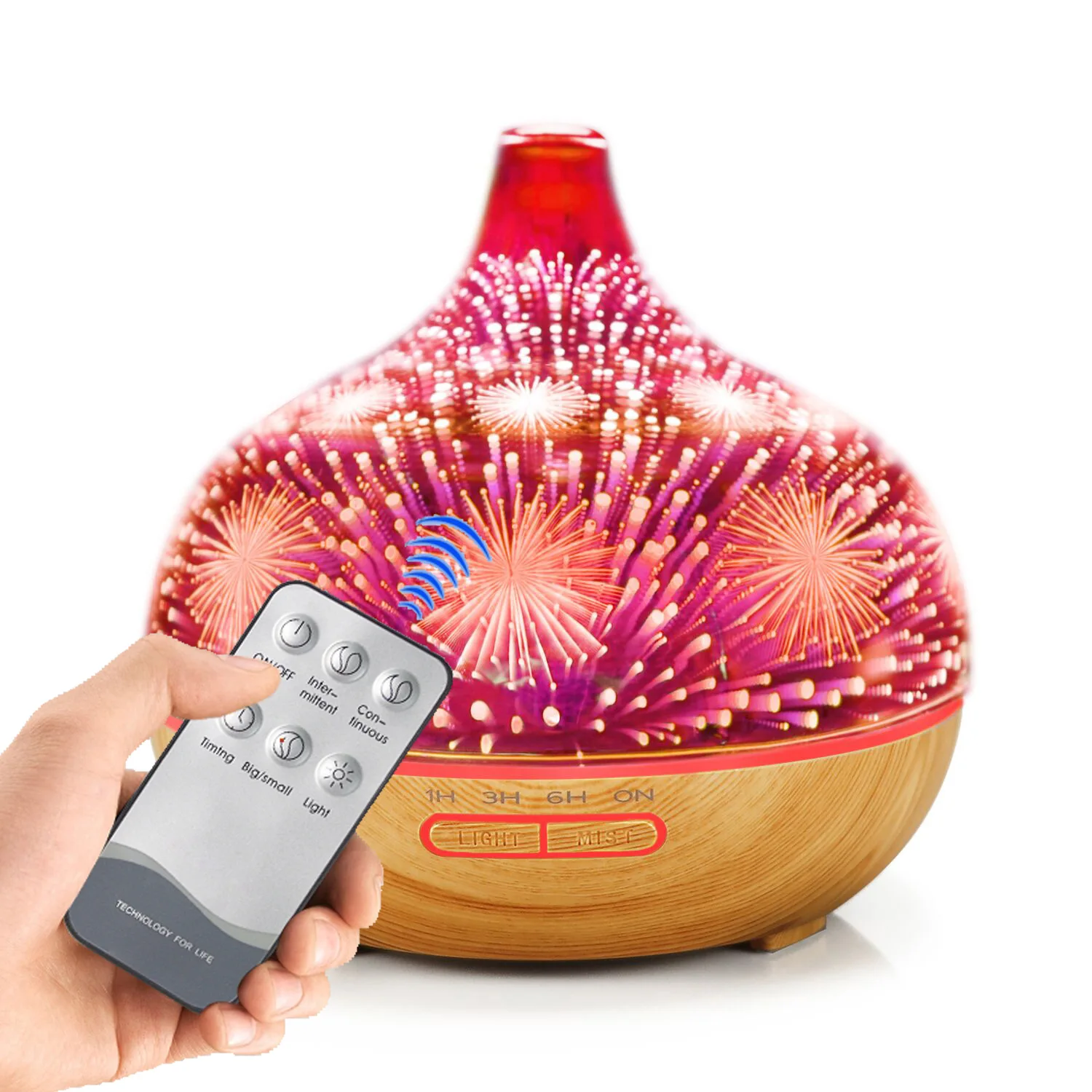 

400ml Aroma Diffuser Humidifier 3d Colorful Fireworks Aromatherapy Night Light Glass Home Ultrasonic Essential Oil Diffuser