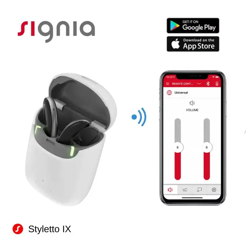 Фото Слуховые аппараты Signia Styletto IX, 110 дБ, платные Bluetooth, 16-48 каналов, совместимые с Android и iPhone для потери слуха №1