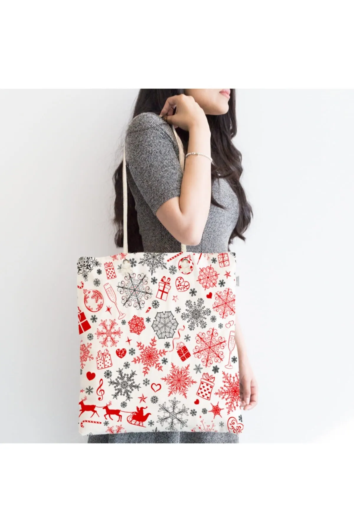 

Женская пляжная сумка с рождественским оленем и деревьями, современный тканевый тоут на молнии, модная летняя большая сумка-шоппер на плечо