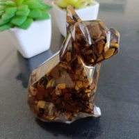 natural gravel crystal handcrafted resin dog