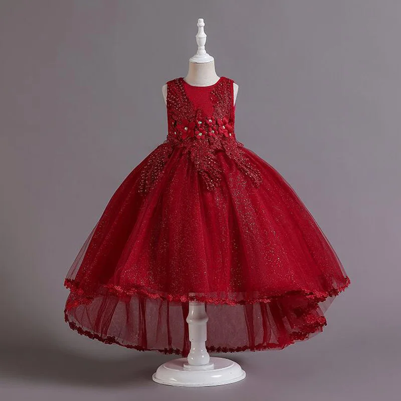 

Новинка 2022, рождественское платье, вечернее платье для девочек, платья принцессы без рукавов с цветочным рисунком, вечернее платье для маленьких девочек