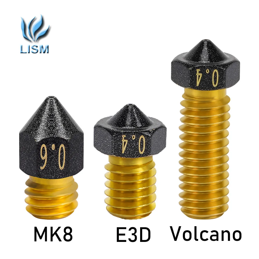 

LISM 3D printer nozzle E3D V6 volcano Nozzle MK8 PTFE Coated Brass 1.75mm 0.2/0.3/0.4/0.5/0.6/0.8/1.0mm For Ender3 PRO CR10/S