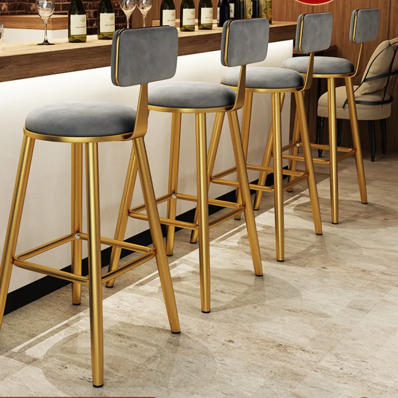 

Modern Minimalist Chairs For Kitchen Wrought Iron Backrest Bar Stool Bold Frame Dining chairs Stable Load-bearing High Stool