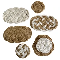 coaster handmade rattan thread jute cross table mat for home table decoration tableware pads costers