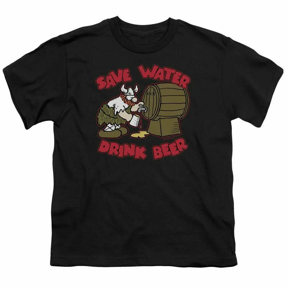 Hagar The Horrible Save Water Drink Beer Детская молодежная футболка с лицензией комиксов черная