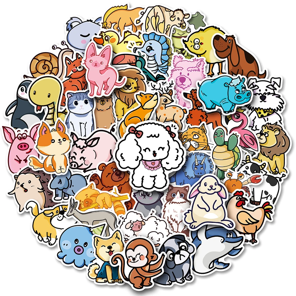 

10/30/50pcs Cute Cartoon Animal Graffiti Stickers Laptop Luggage Scrapbook Notebook Skateboard Decoration Sticker Decal Kid Toy