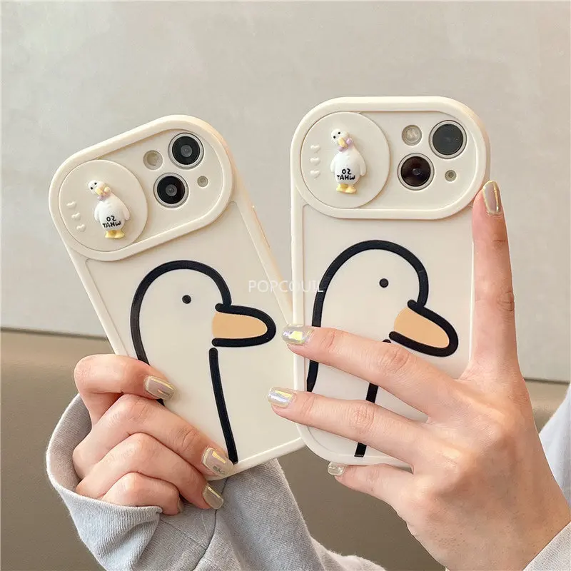 

Cute Duck Silicone Phone Case for Iphone 14 13 12 11 Pro Max Plus Luxury Shockproof Soft Case Camera Full Protection Cover