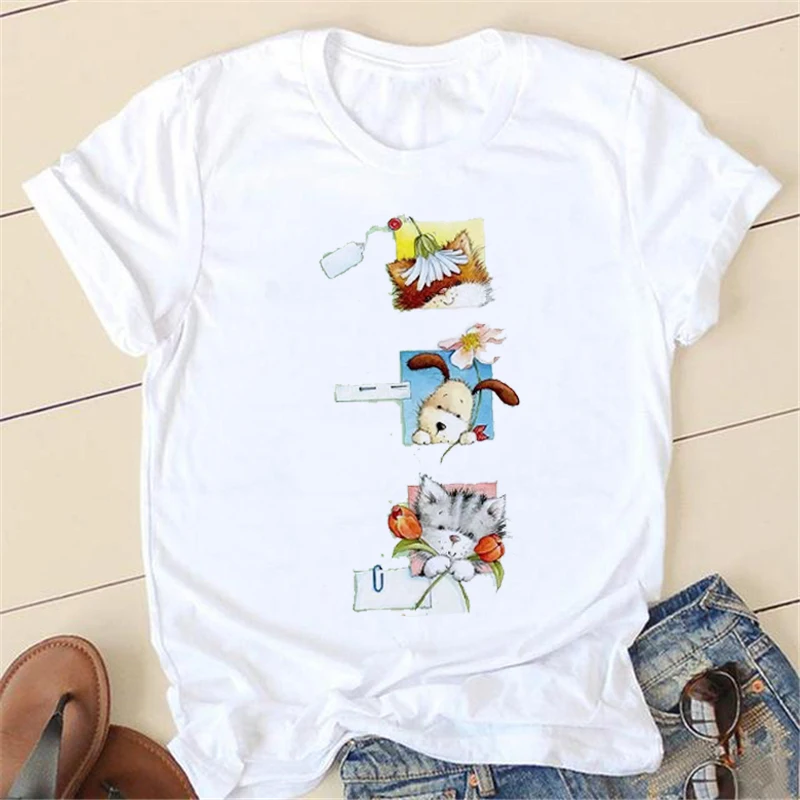 

Fashion Simple Women's T-shirt Short Sleeve Beach Travel Home Cute Cartoon Print 90's Women's T-shirt Printed Shirt Women's