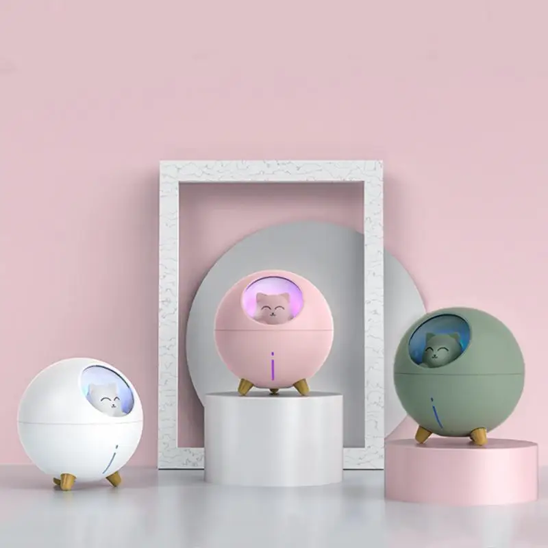 

Настольный увлажнитель воздуха, необычная планета, кот, ультразвуковой генератор холодного тумана со светодиодной лампой, милый увлажнитель воздуха, маленький