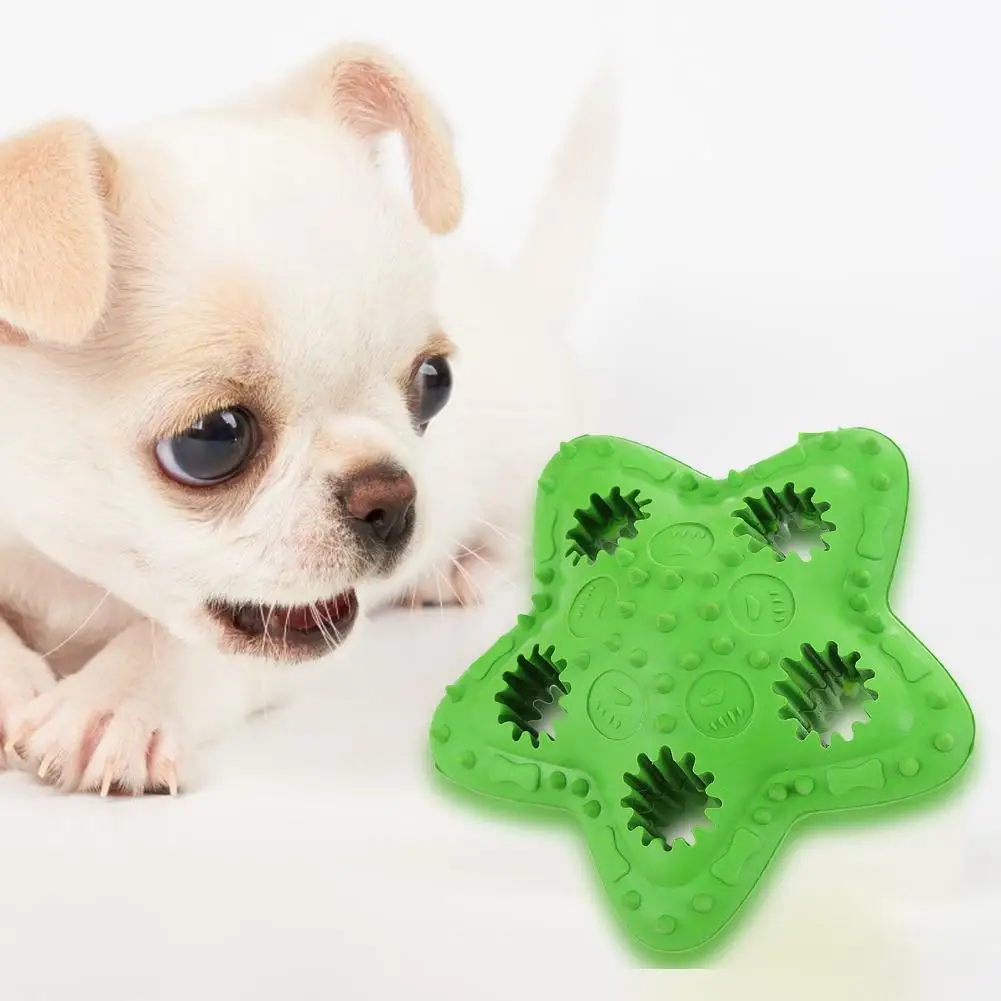 

Lovely Pet Dog Toy Star Pentagram Round Shape Rubber Training Snack Toy Interactive Puppy Bite Resistance Supplies