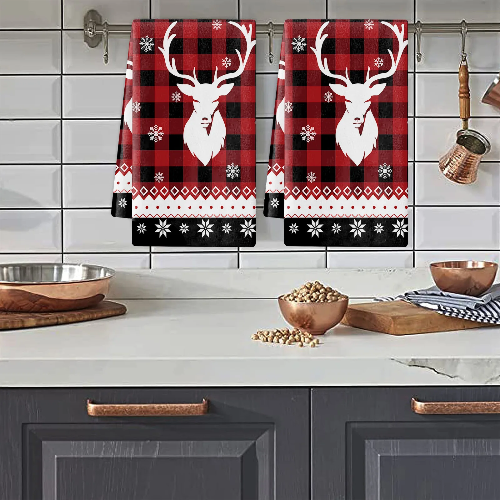 

Excellent Dish Towel Durable Microfiber Kitchen Towel Christmas Styles Holiday Hand Towel
