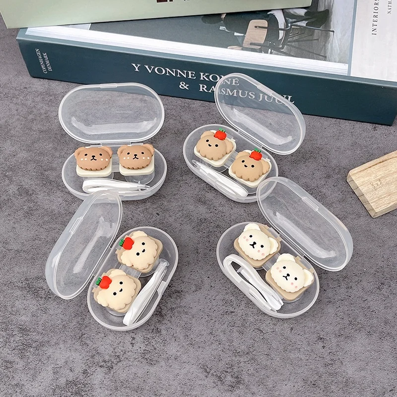 1 шт. Милый контейнер для контактных линз Love Bear для путешествий женщин маленький набор для хранения цветных линз для глаз.