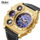 Oulm Top Brand Luxury Big Szie Watch For Men Man Two Time Zone Wristwatch Male Quartz Clock Men's Sport Leather Strap Watches Other Image