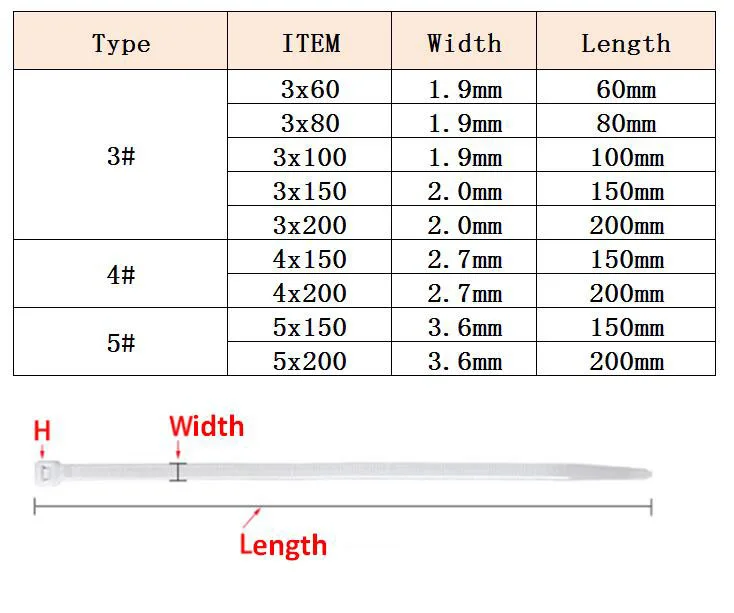 100 шт. самоблокирующиеся кабельные стяжки пластиковая нейлоновая стяжка