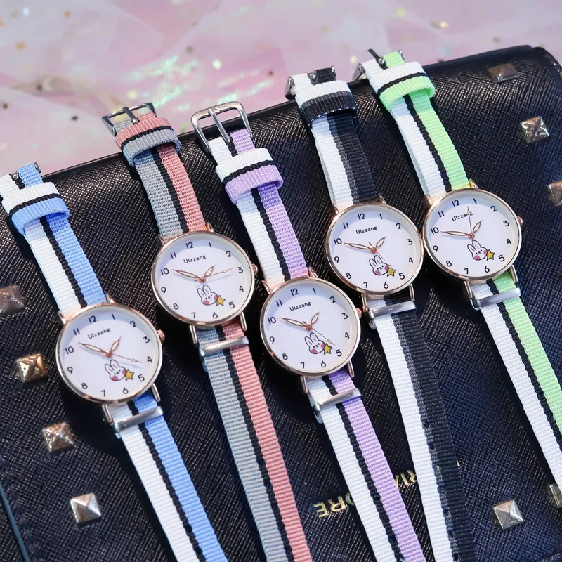 Роскошные простые часы для женщин с нейлоновым ремешком спортивные