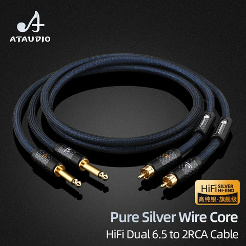 Одна пара аудиокабелей HiFi 6,5 мм на RCA Hi-end Pure Silver Dual TS Mono 6,5 мм на 2RCA штекерный адаптерный кабель для микшерного усилителя