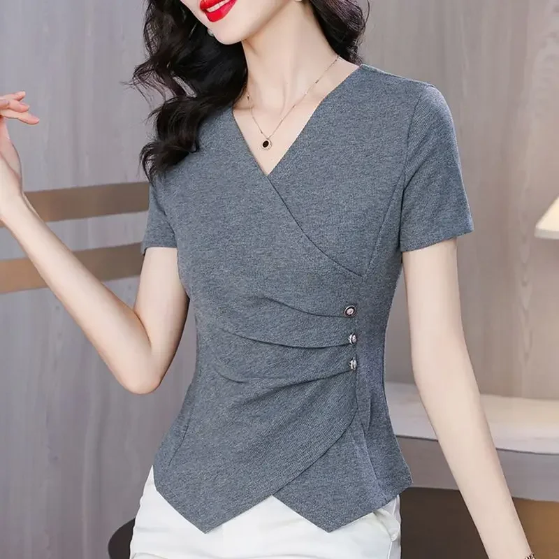 Новая летняя женская одежда футболки с короткими рукавами нестандартной формы