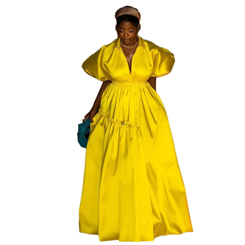 

Платье женское летнее длинное в африканском стиле с рукавами-фонариками