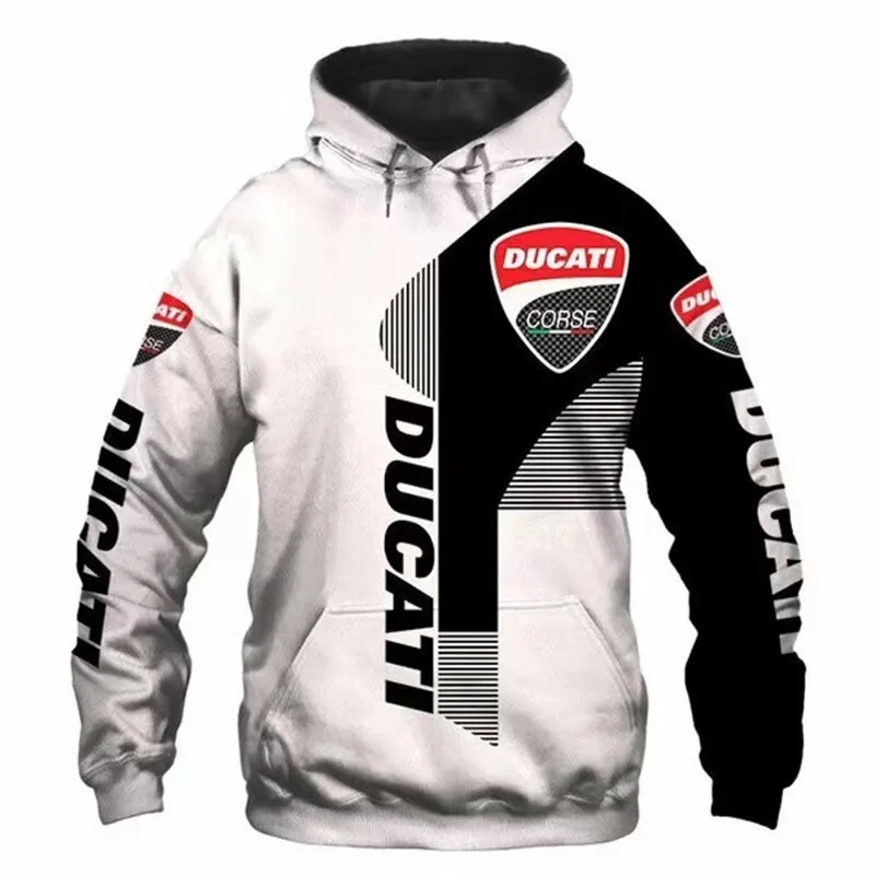 Autumn New Men's Ducati Logo 3D Print Casual Hoodie Harajuku Hip Hop Punk Style Sweater High Quality Fashion Brand Clothing