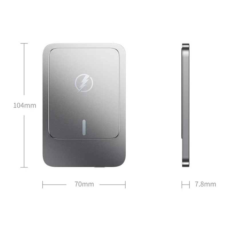 Тонкий магнитный беспроводной внешний аккумулятор 20 Вт 5000 мАч портативный для