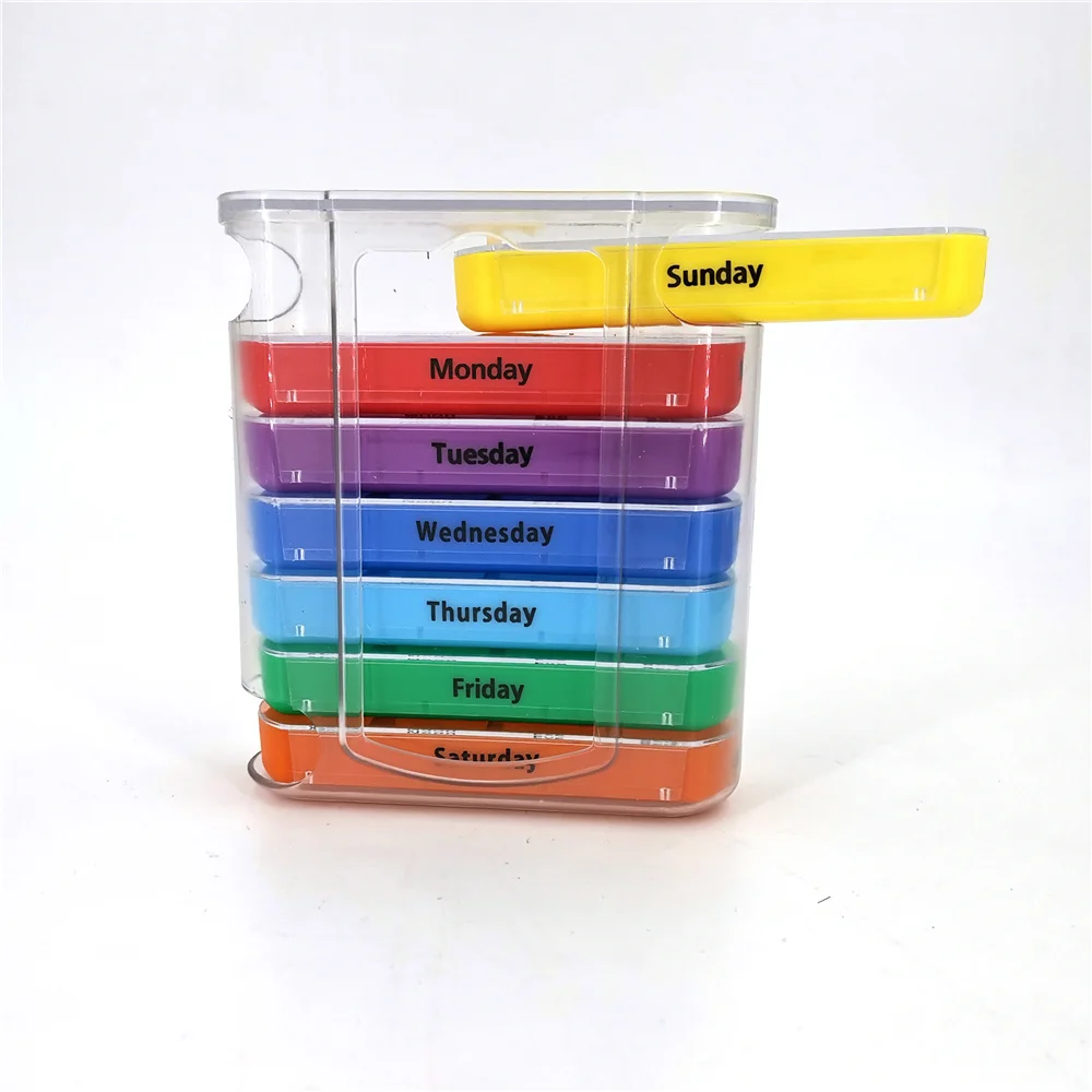 

Weekly 7 Days Pill Box 28 Compartments Pill Organizer Plastic Medicine Storage Dispenser Cutter Drug Cases for Home Travel