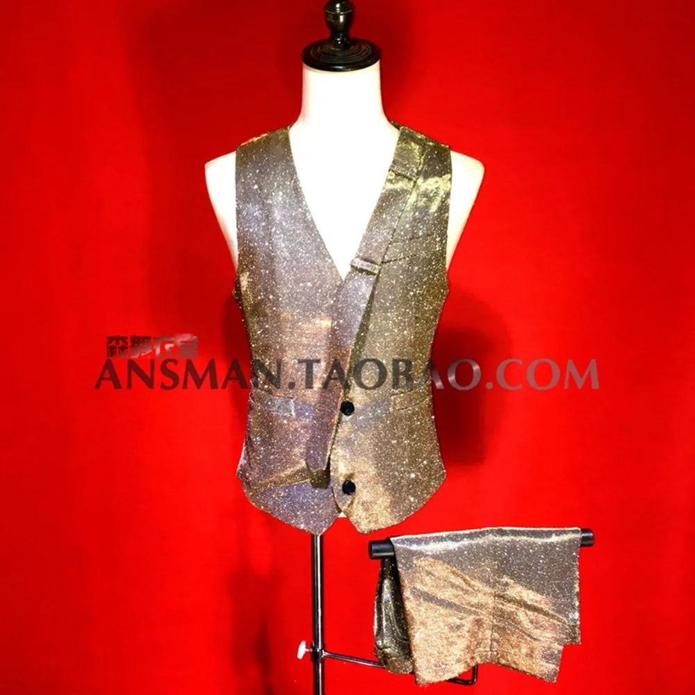 

Новинка, жилет для ночного клуба, бара, певицы, DJ, для гостей, модный жилет для сцены, мужской летний костюм для выступления и отдыха