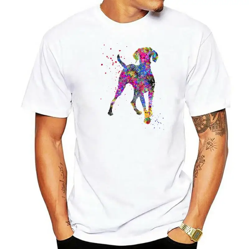 

AMEITTE Hipster Magyar Dog Design T-Shirt Summer Men's Watercolor Animal T Shirt Hungarian Vizsla Dog White Tops Man Casual Tees