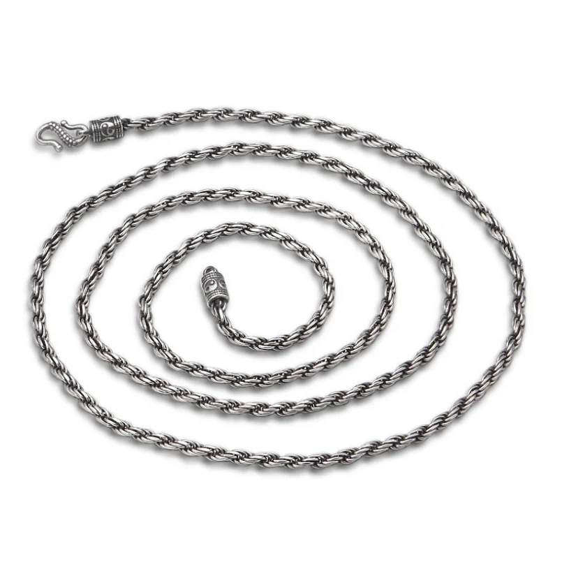 

Thai Silver Classic Retro Weave Necklaces For Women S925 Sterling Silver Long Chain Necklaces Real Silver Cross Necklace Jewery