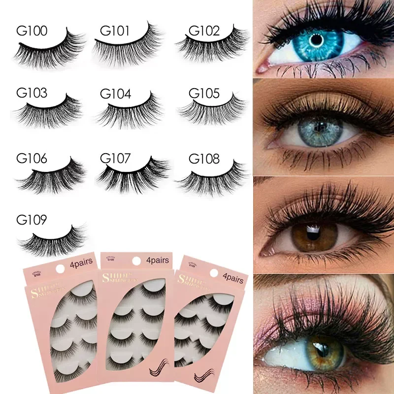 

lashes 3/4 pairs false lashes natural fluffy dramatic 3D mink eyelashes cilio mink eye lash for maquiagem makeup faux cils