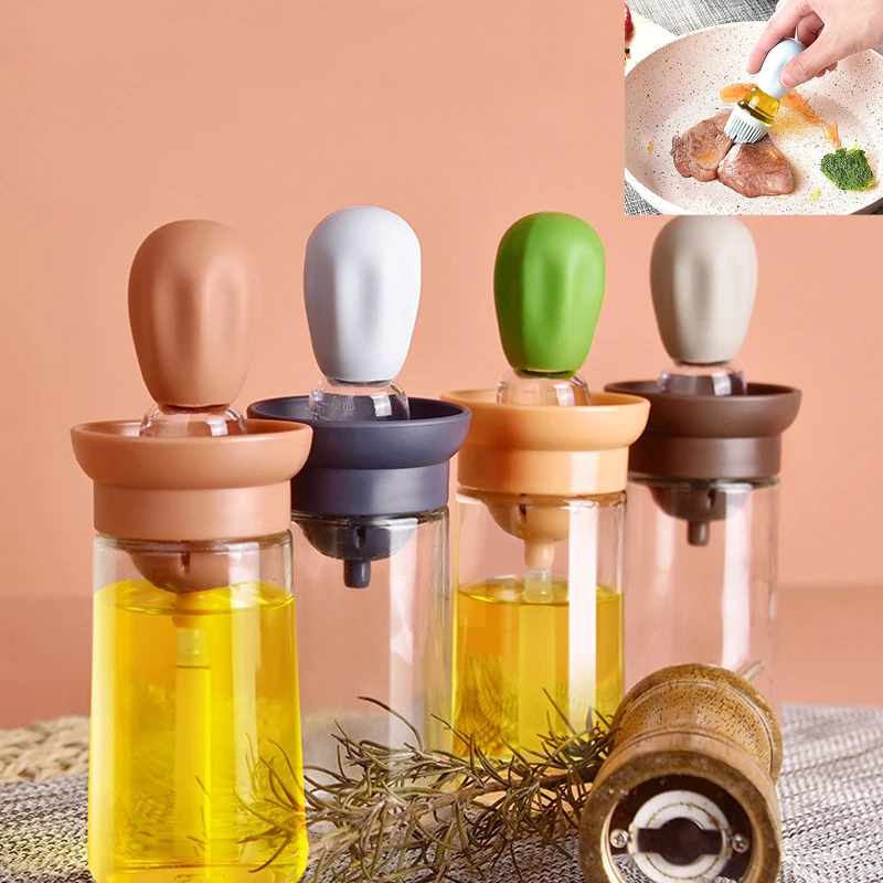 

180 мл кухонная бутылка для масла силиконовый стеклянный контейнер для масла с кистью распылительная бутылка диспенсер для масла Инструмент...