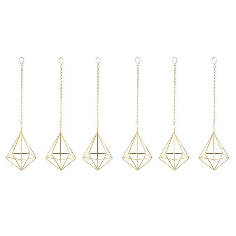 

HOT SALE 6 Pcs Nordic Style Hanging Tillandsia Air Plant Rack Wall Hanging Geometric Metal Tillandsia Air Plants Rack Holder