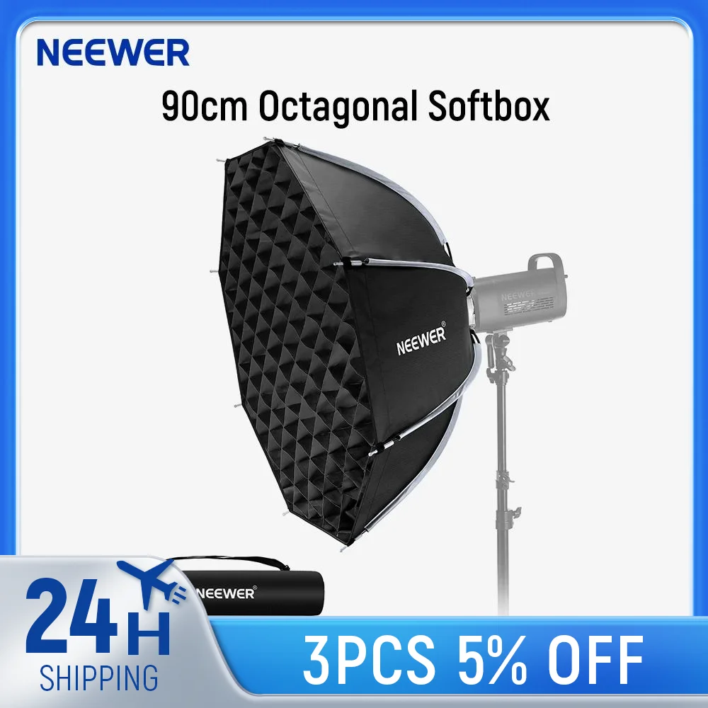 Фото Восьмиугольный софтбокс NEEWER 45/55/65/70/90 см, быстросъемный софтбокс с креплением Bowens и сотовой решеткой, рассеиватели света №1