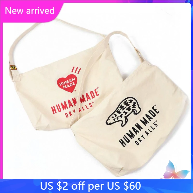 

HUMAN MADE One-shoulder Messenger Bag NIGO Japanese Couple Bear Print Canvas Human Made Tote Bag