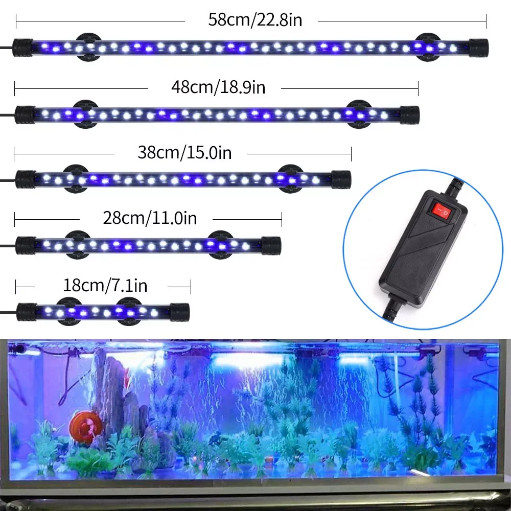 

NEW2023 Waterproof Aquarium Lights Submersible Lights Fish Tank Light Underwater Blue/White LED Landscaping Decorative Lamp Ligh