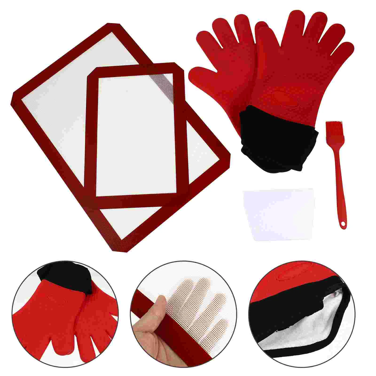 

1 Set Silicone Mitts Baking Silicone Oven Durable Silicone Mitt for BBQ