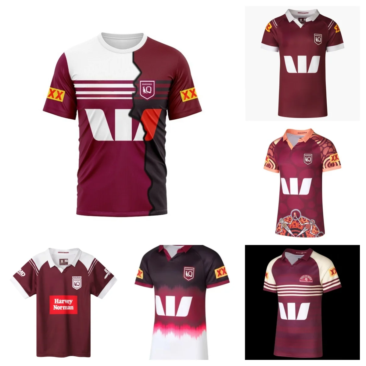 МУЖСКАЯ ФУТБОЛКА ДЛЯ РЕГБИ HARVEY NORMAN QLD MAROONS 2024