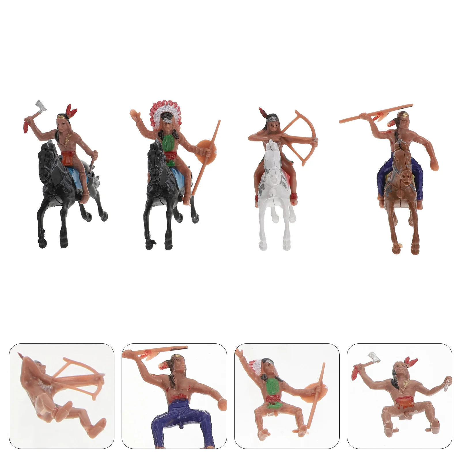 

Indian Riding Model Figures Toys Figure Indians Action Horse Statue Figurines Playset Cowboys Miniature Toy Mini