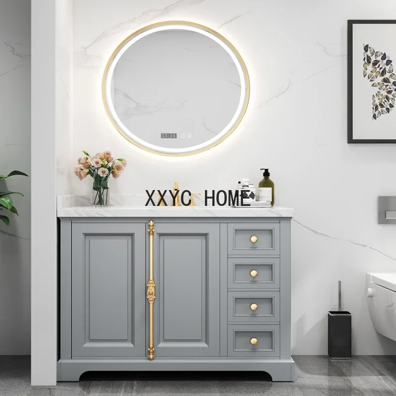 Ceramic integrated floor slate modern luxury retro washbasin craftsman bathroom cabinet combination