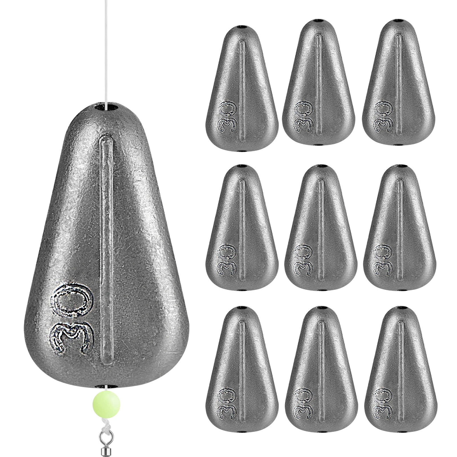 

THKFISH 5/10pcs Fishing Weights Sinkers Set 30-120g No-Roll Sinker No Snag Flat Inline Sinkers Surf Fishing Lead Sinkers Kit