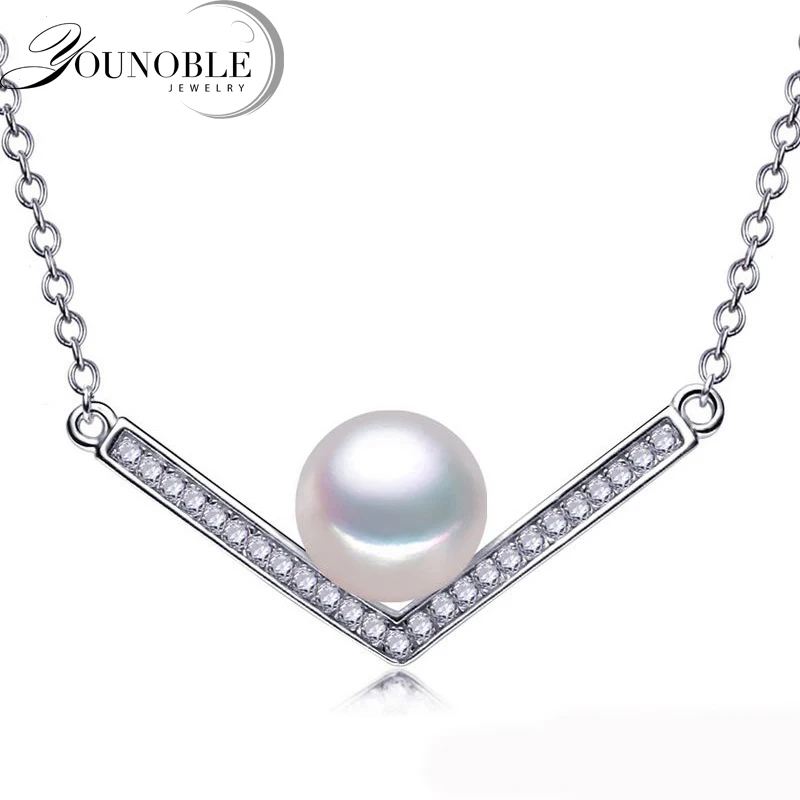 

Real Pearl Fashion Freshwater Pearl Pendant With Necklace,925 Sterling Silver Necklace Anniversary Gift
