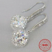 solid s925 sterling silver color diamond earrings for women fine garnet oorbellen silver 925 jewelry bijoux femme drop earring
